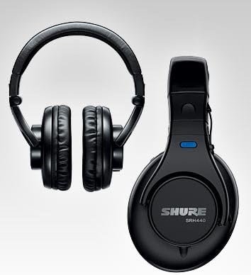 SHURE SRH440 Professional Studio Headphones with Extra Replacement Ear Cushions (BUNDLE)
