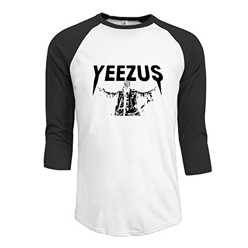 JAX Men's 3/4 Sleeve Basketball Kanye West YEEZUS T Shirt Black XXL