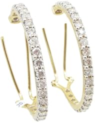 Women 14k Yellow Gold 1.15ctw diamond Hoop earring 33 27107CY Size 4.43