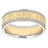 14k Two-Tone Engraved Women's Wedding Band, 6mm.