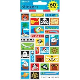  Pirate Party Stickers 2 Sheets, 60 total [Toy]