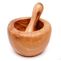 Berard French Olive Wood Handcrafted Mortar and Pestle, Small Size