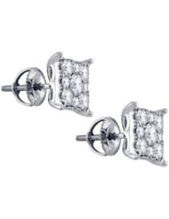 1.26 cttw 14k White Gold Diamond Mens Square Stud Earrings (Real Diamonds: 1.26 cttw)