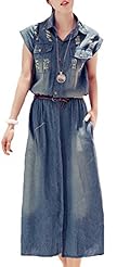 A-line Vintage Denim Sleeveless  Dress