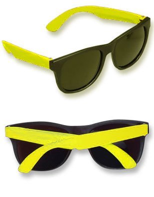 Cheesy Retro 80s Neon Yellow & Black Costume Sunglasses