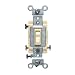 Leviton 54503-2I 15 Amp, 120/277 Volt, Toggle Framed 3-Way AC Quiet Switch, Commercial Grade, Grounding, Ivory