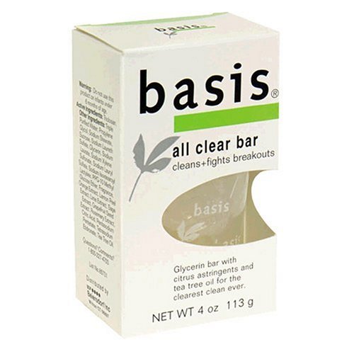 Basis All Clear Bar, Antibacterial cleansing bar, 4-Ounce Bar (Pack of 8)