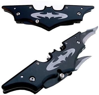 Black Batman Twin Blade Spring Assist Opening Knife Movie Knife Knives