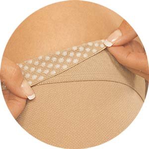 TRUFORM Therapeutic Compression Stocking Beaded Band Thigh High Open Toe 30-40 mmHg Small Beige, Small, Beige