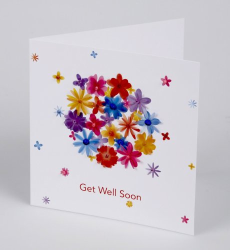Trace Flowers Handcrafted Get Well Soon Card