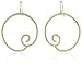 Renee Garvey 10k Gold Earwire Large Hammered Single Coil Brass Hoop Earrings