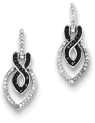 Sterling Silver Black And White Diamond Earrings