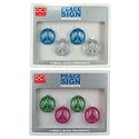 Glass Peace Sign Ornaments-Small Green and Pink (Set Of 4)