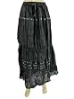 Bollywood Fashion Womens Skirts Black 6 Tiered Cotton Long Skirts 38 Inch
