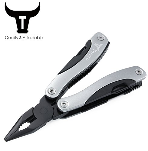 Torero TRL1 Multi-Tools Pliers with Black Oxide Finish, 14- in-1 tools , Full-Size 2.6-inch 420 Steel Blade, 6.1-inch Handle , Sliver Blue Available