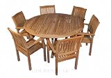 Teak Dining Set 60 Round Table and 6 Teak Stacking Chairs