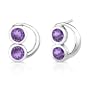 Round Cut Amethyst Earrings Sterling Silver