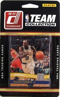 2010 / 2011 Boston Celtics Panini Donruss Basketball Factory Sealed 11 Card Team Set. Players Included Are Rajon Rondo, Kevin Garnett, Shaquille O'Neal, Ray Allen, Paul Pierce, Kendrick Perkins, Nate Robinson, Jermaine O'Neal, Avery Bradley, Luke Harangody and a Team Checklist Card.