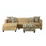 2 PC khaki Microfiber Sectional Sofa Set with Ottoman