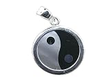 Onyx and Mother Of Pearl Small Ying-Yang Pendant, 925 Sterling Silver