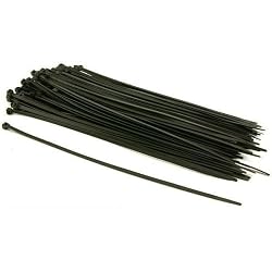 100 Black Nylon Cable Zip Ties Self Locking 4.8mm 12"