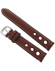 22mm Morellato Rally Cutout Design Genuine Calf Leather Padded Tan Watch Band Strap Reg.