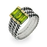 Eve's Addiction Sterling Silver Peridot Cable Stackable Ring Set
