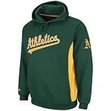 MLB Men's Oakland Athletics Captain Hooded Fleece Pullover (Dark Green/Yellow Gold, Large)