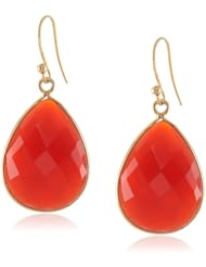 Faceted Teardrop Shape Bezel with Gold over Silver Ear Wire Drop Earrings