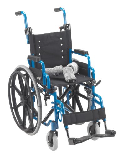 Drive Medical Wallaby Pediatric Folding Wheelchair, Blue, 14 Inch