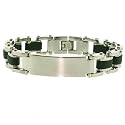 Stainless Steel and Black Rubber Chain Type Bracelet by Bucasi