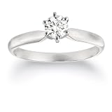 : 14k White Gold Round Solitaire Diamond Engagement Ring (1/3 ct, H-I Color, SI2-I1  Clarity), Size 7