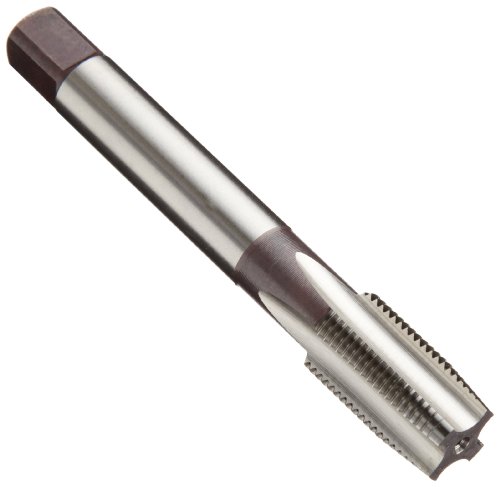 Dormer E500 High-Speed Steel Straight Flute Tap, Uncoated (Bright) Finish, Round Shank With Square End, Plug Chamfer, M4.5-0.75 Thread Size
