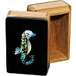 Wooden Seahorse Inlaid Shell Jewelry Box