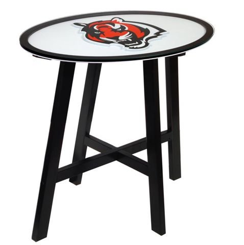 Cincinnati Bengals Wooden Pub Table With Glass Top