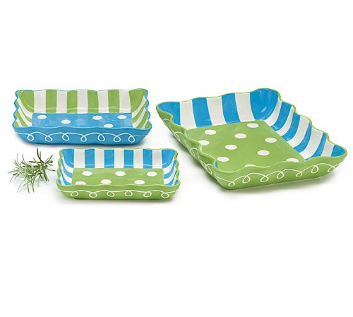 Burton + Burton~ Aqua Breeze nested baking dishes~ Set of 3