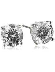 Sterling Silver Swarovski Zirconia 4 cttw Round Stud Earrings