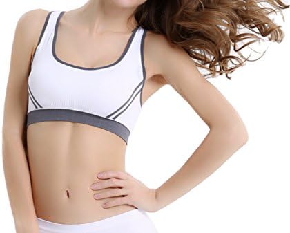 Iot Ltd Women's Padded Push-up Wire-free Cross Back Yoga Sports Bra S (White)