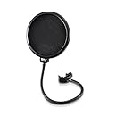 Pyle Studio Microphone Pop Filter 4-Layer Mesh Screen, Wind Screen Filtration 360&deg; Flexible Gooseneck Holder