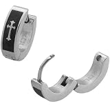 Inox Jewelry Black Plating Gothic Cross 316L Stainless Steel Huggy Earrings