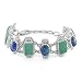 Sterling Silver Bluebird Azurite and Turquoise Link Bracelet by Sajen