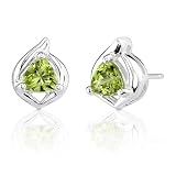 1.00 Carats Trillion Cut Peridot Earrings in Sterling Silver
