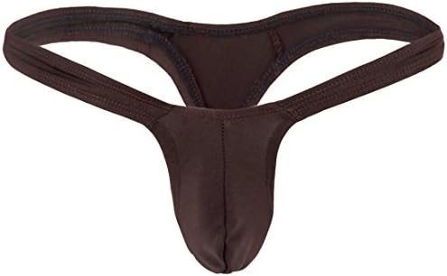 FFESHOW Men's Smooth Bikini Pouch Underwear G String Thongs (Coffee)