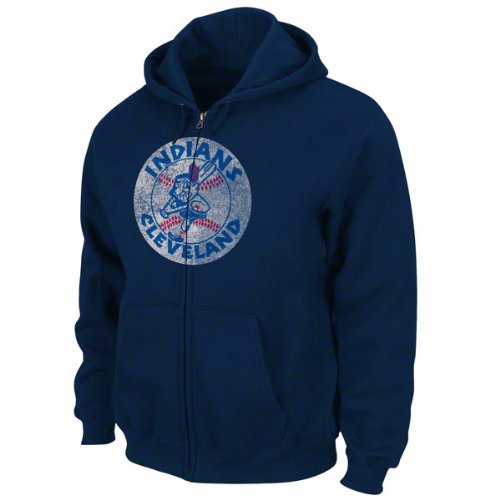 Cleveland Indians Navy Silver Era Retro Logo Full-Zip Hooded Sweatshirt