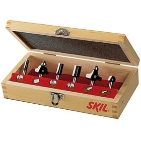 Skil 91006 6-Piece Carbide Router Bit Set in Wooden Storage Case
