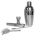 mumbi Cocktail MIXER Bar Set im geb�rsteten Edelstahl Design / 5 teilig: Shaker, Sieb, Messbecher, L�ffel, Zange