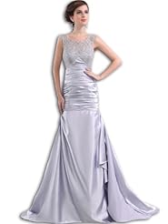 Scoop Neck Chiffon/Satin Lace Fitted Prom Dress 