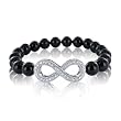 Onyx Bracelet with Infinite Heart Diamond on Sterling Silver - 0.12 carat