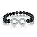 Onyx Bracelet with Infinite Heart Diamond on Sterling Silver - 0.12 carat