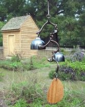 Bronze Garden Wind Bell Mobile - Double Bells